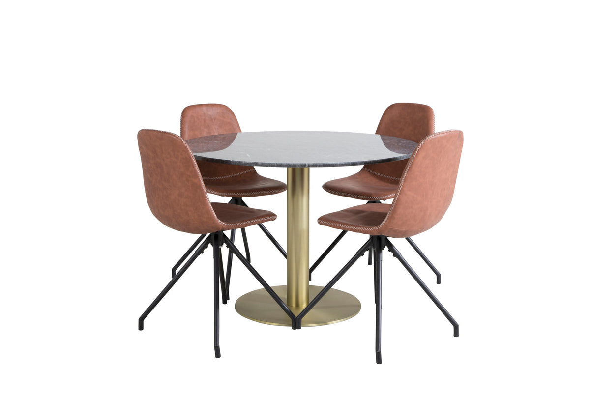 Venture Design Polar & Estelle Matstolar Brun + Matbord ⌀106