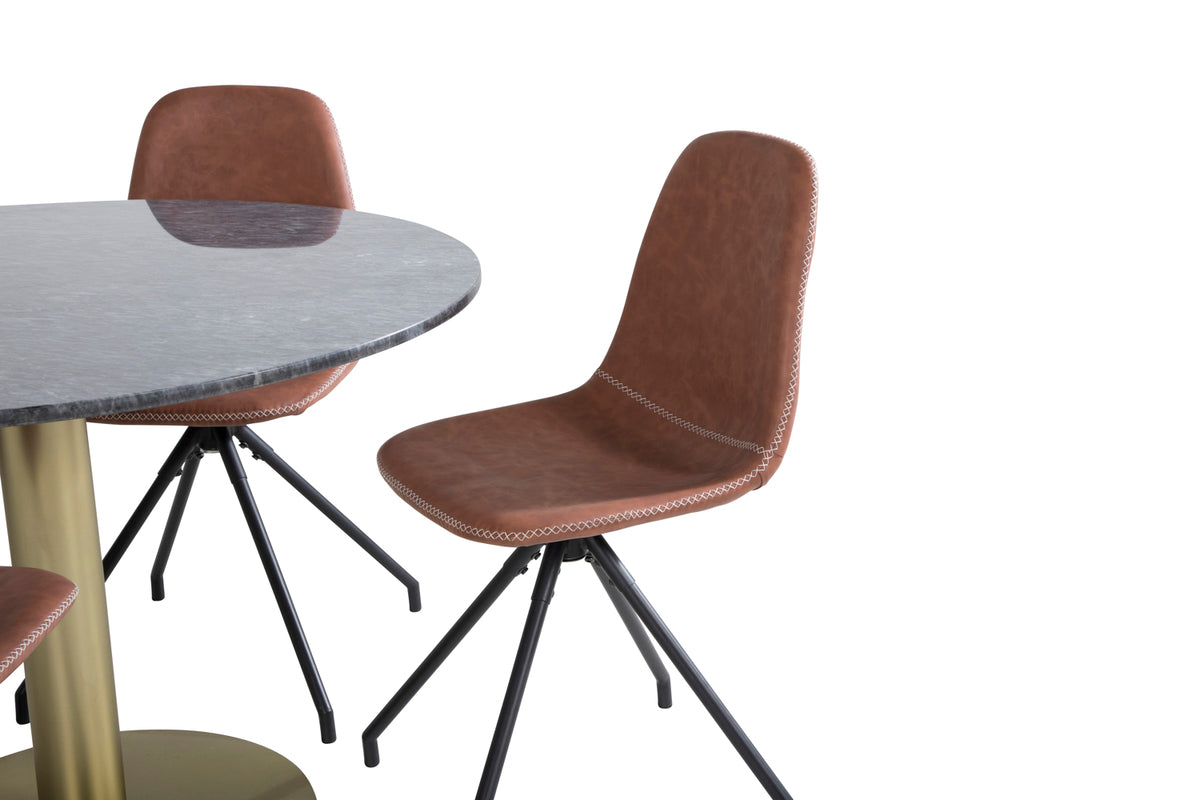 Venture Design Polar & Estelle Matstolar Brun + Matbord ⌀106