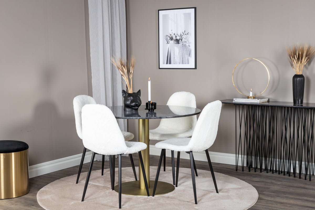 Venture Design Polar & Estelle Matstolar Vit + Matbord ⌀106
