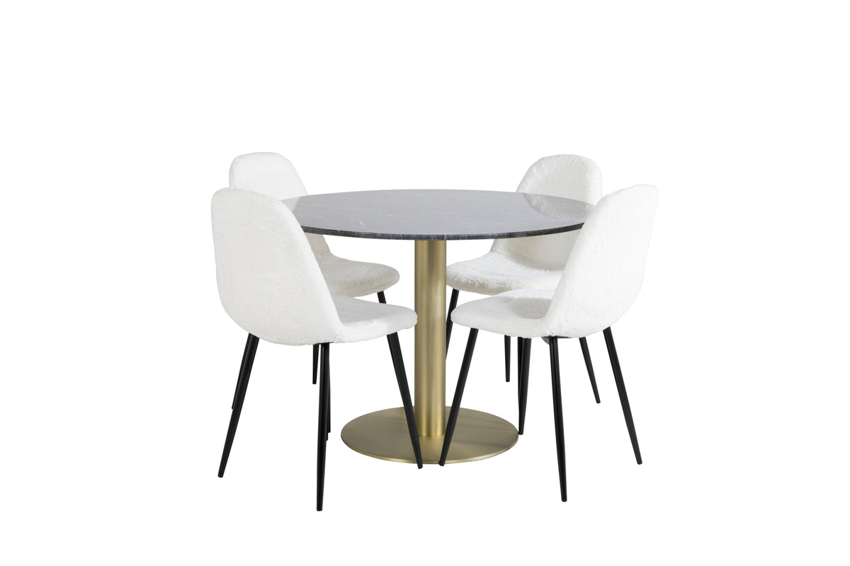 Venture Design Polar & Estelle Matstolar Vit + Matbord ⌀106