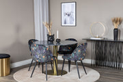 Venture Design Velvet & Estelle Matstolar 2-pack Svart + Runda Matbord ⌀106 Mörkgrå
