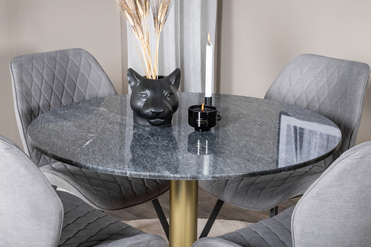 Venture Design Gemma & Estelle Matstolar 2-pack Grå + Runda Matbord ⌀106 Mörkgrå