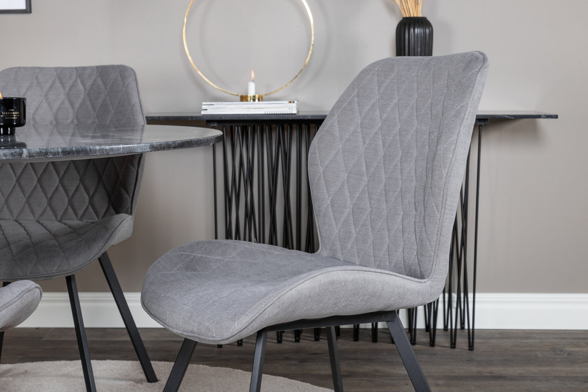 Venture Design Gemma & Estelle Matstolar 2-pack Grå + Runda Matbord ⌀106 Mörkgrå