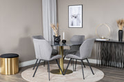 Venture Design Gemma & Estelle Matstolar 2-pack Grå + Runda Matbord ⌀106 Mörkgrå