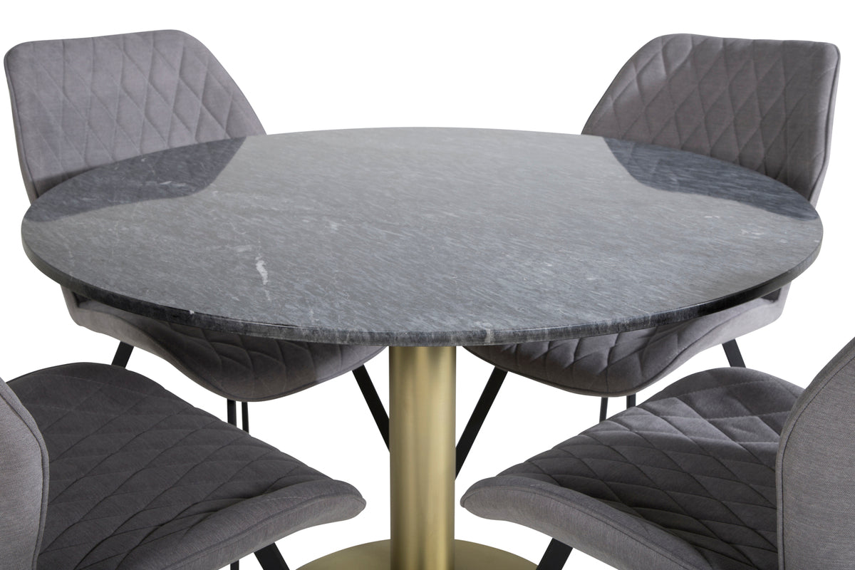 Venture Design Gemma & Estelle Matstolar 2-pack Grå + Runda Matbord ⌀106 Mörkgrå