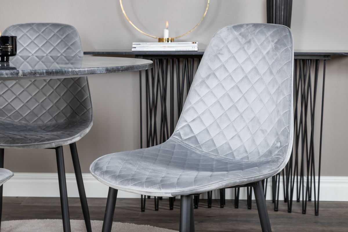 Venture Design Polar & Estelle Matstolar 2-pack Grå + Runda Matbord ⌀106 Mörkgrå