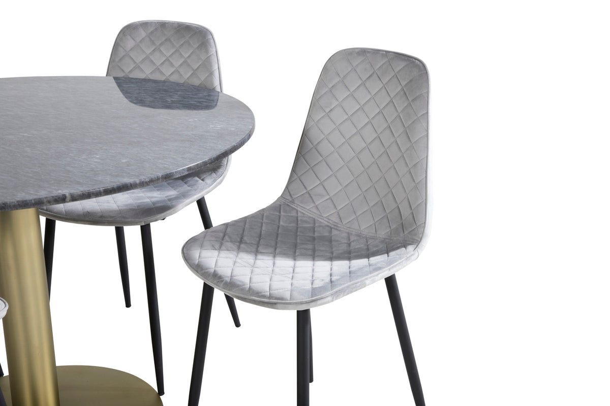 Venture Design Polar & Estelle Matstolar 2-pack Grå + Runda Matbord ⌀106 Mörkgrå
