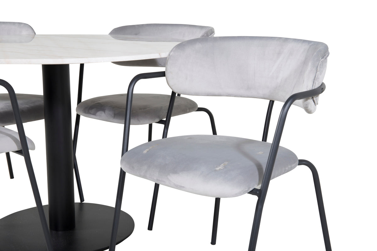 Venture Design Arrow & Estelle Matstolar Grå + Matbord ⌀106