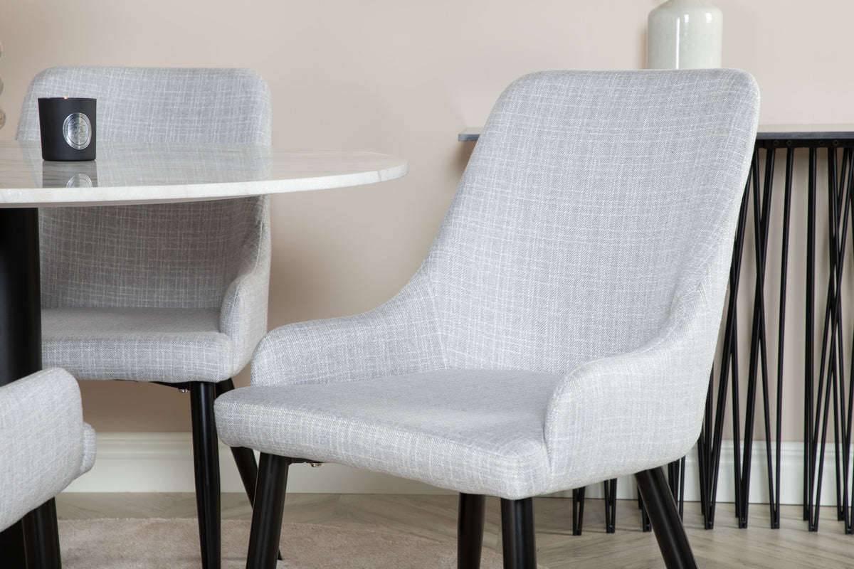 Venture Design Plaza & Estelle Matstolar Grå + Matbord ⌀106