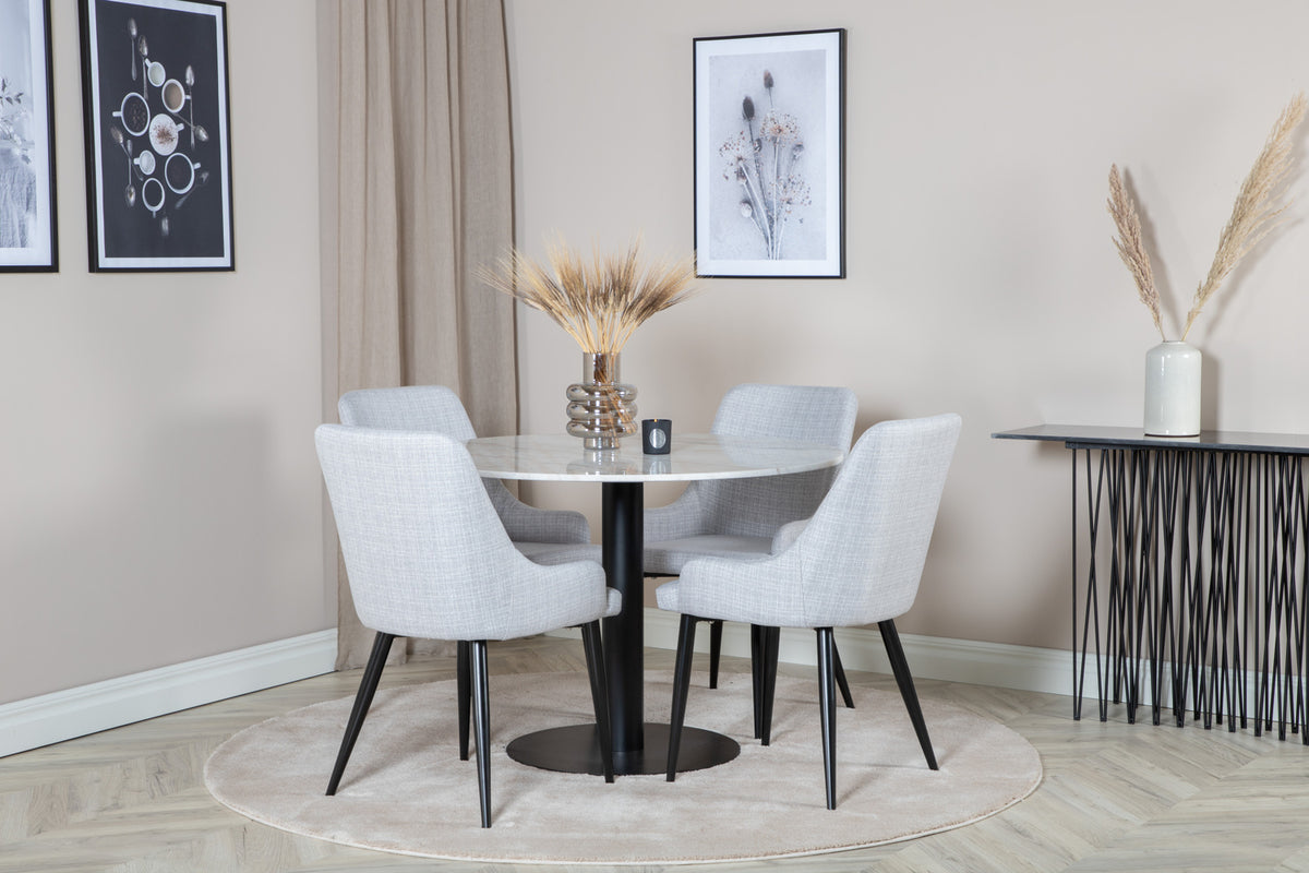 Venture Design Plaza & Estelle Matstolar Grå + Matbord ⌀106