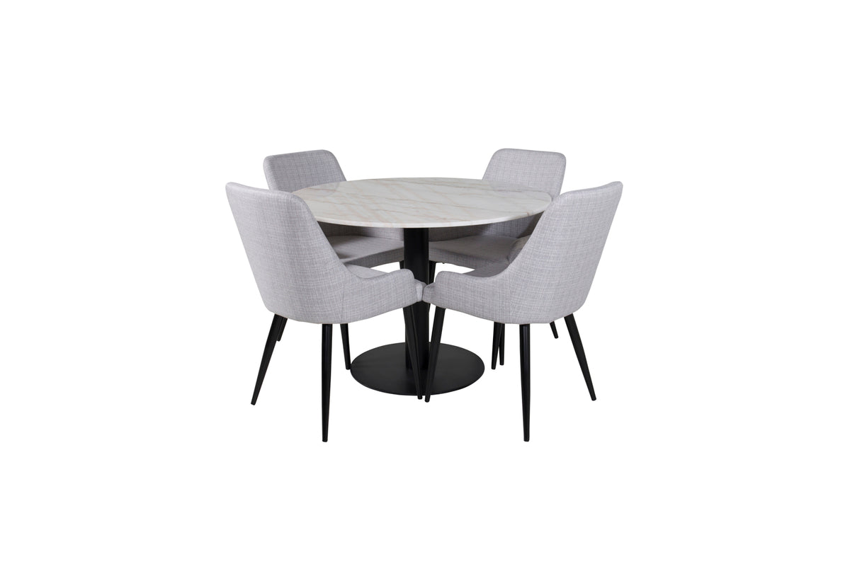 Venture Design Plaza & Estelle Matstolar Grå + Matbord ⌀106