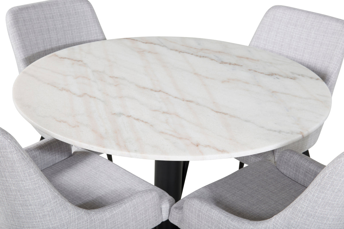 Venture Design Plaza & Estelle Matstolar Grå + Matbord ⌀106