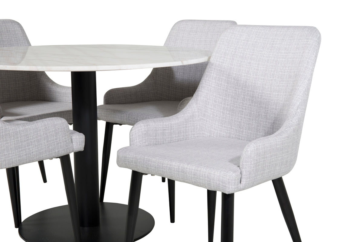 Venture Design Plaza & Estelle Matstolar Grå + Matbord ⌀106
