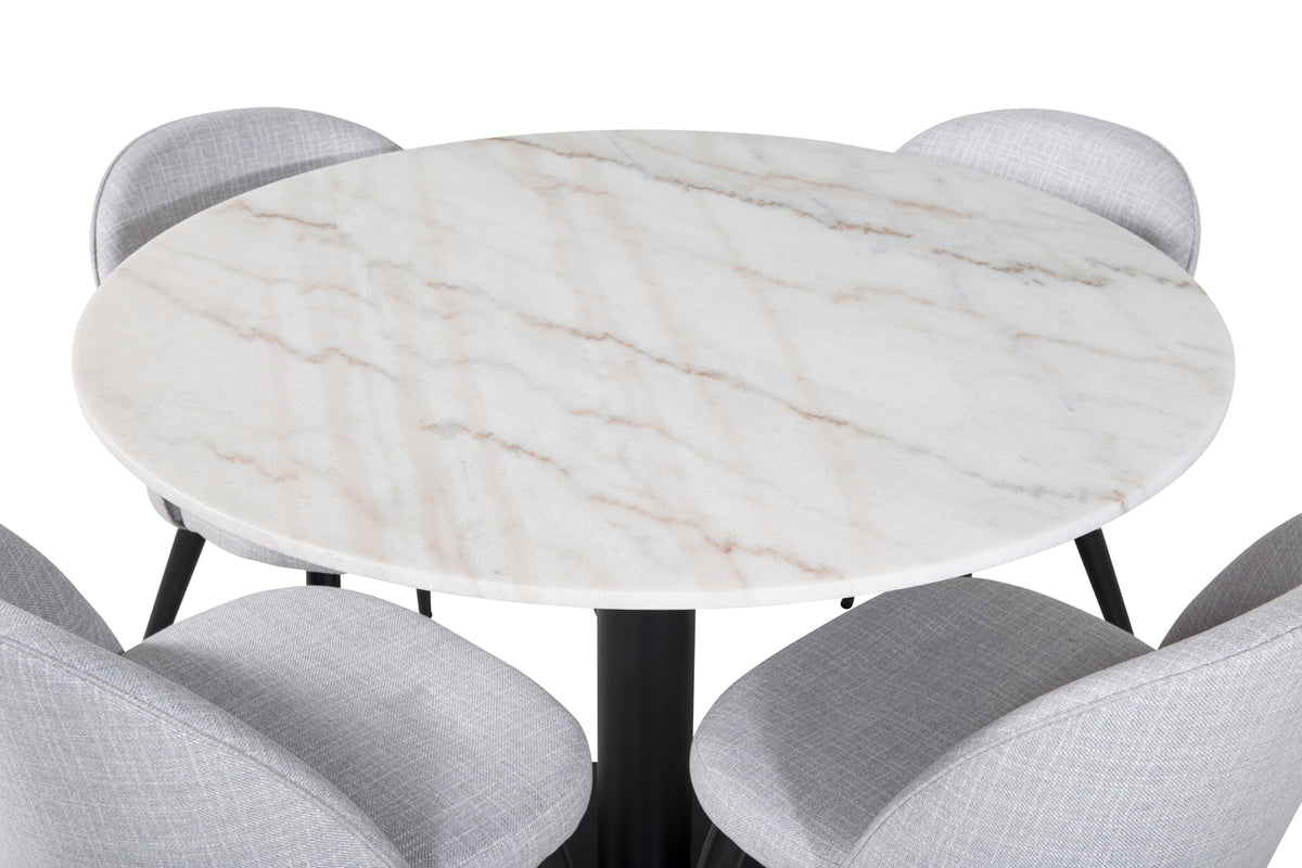 Venture Design Velvet & Estelle Matstolar Grå + Matbord ⌀106