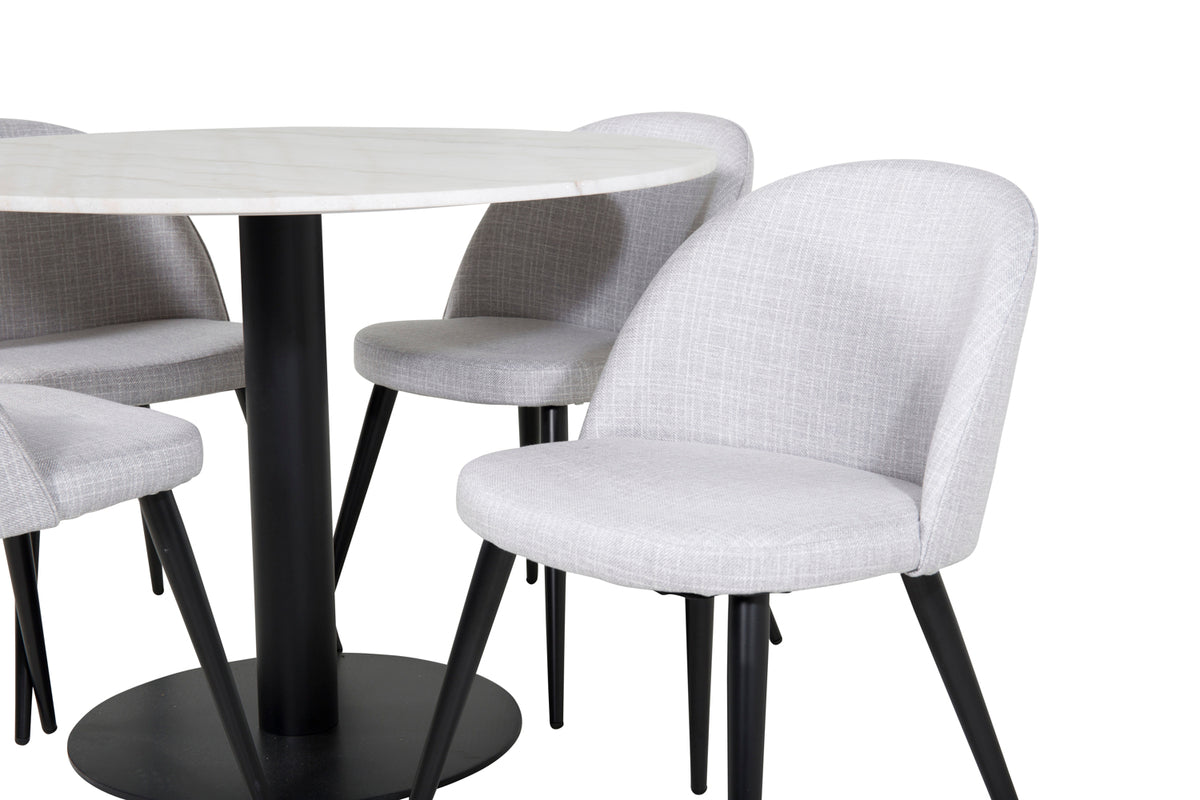 Venture Design Velvet & Estelle Matstolar Grå + Matbord ⌀106
