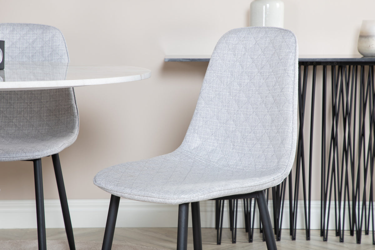 Venture Design Polar & Estelle Matstolar 2-pack Grå + Runda Matbord ⌀106 Vit