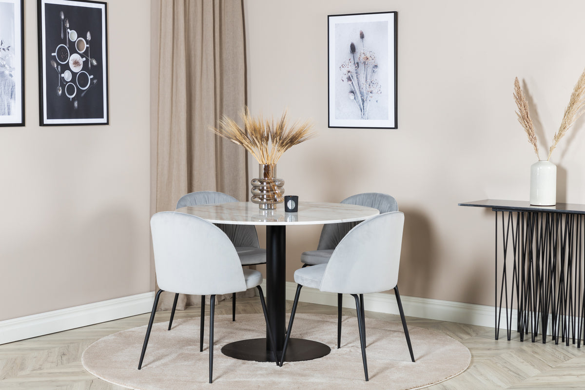 Venture Design Wrinkles & Estelle Matstolar Grå + Matbord ⌀106