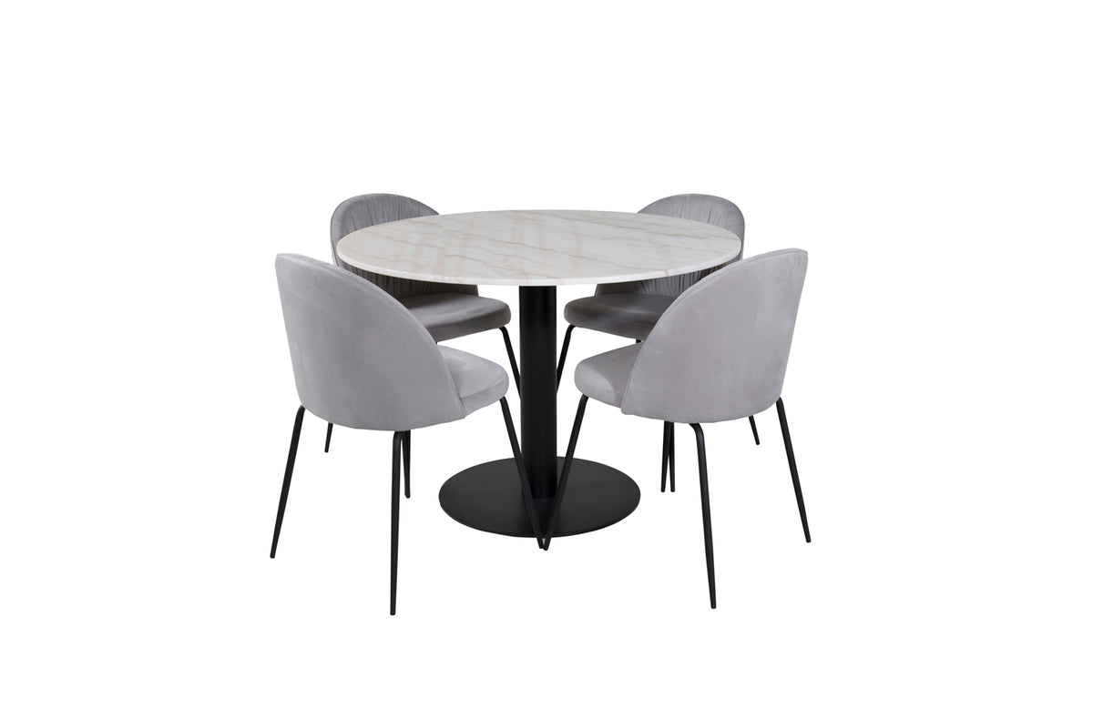 Venture Design Wrinkles & Estelle Matstolar Grå + Matbord ⌀106
