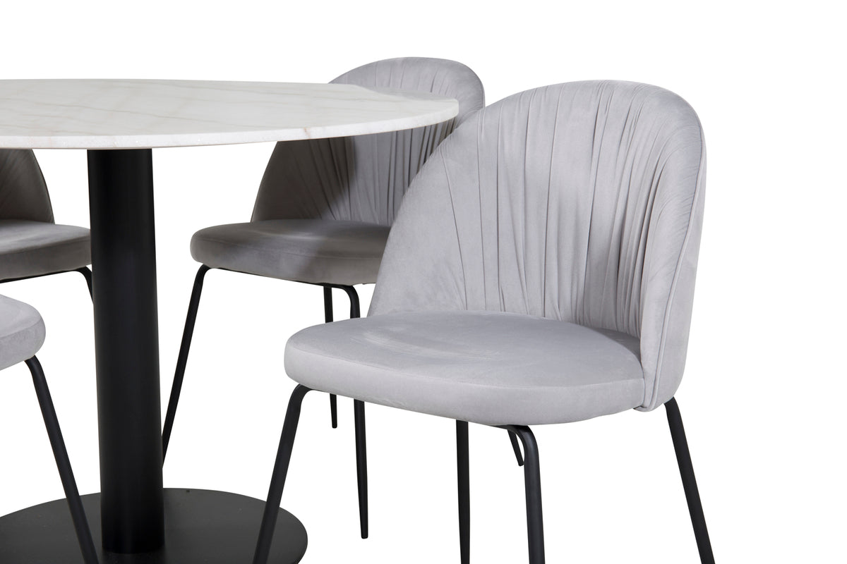 Venture Design Wrinkles & Estelle Matstolar Grå + Matbord ⌀106