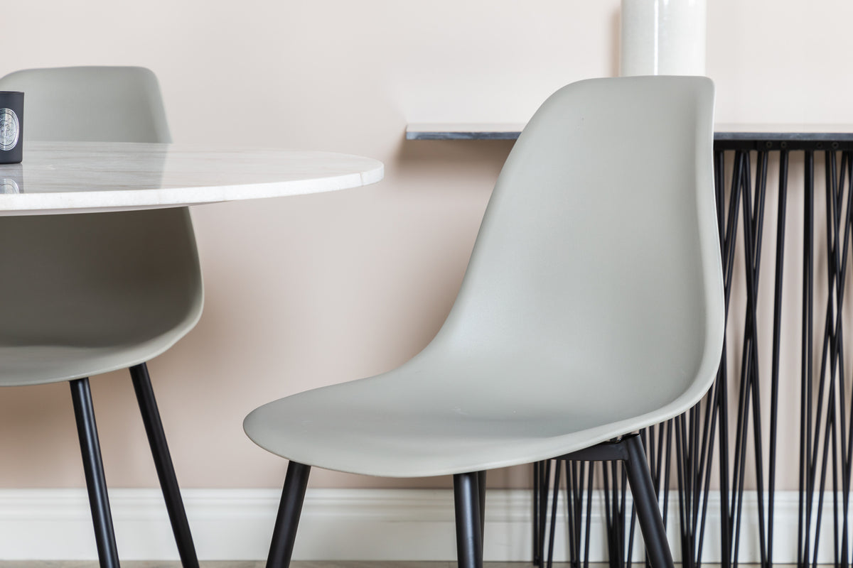 Venture Design Polar & Estelle Matstolar 2-pack Grå + Runda Matbord ⌀106 Vit