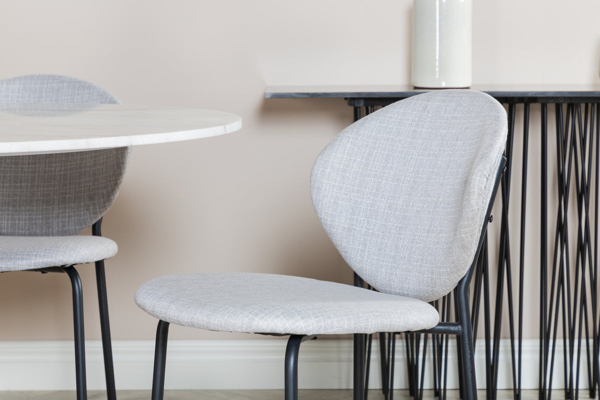 Venture Design Vault & Estelle Matstolar 2-pack Grå + Runda Matbord ⌀106 Vit