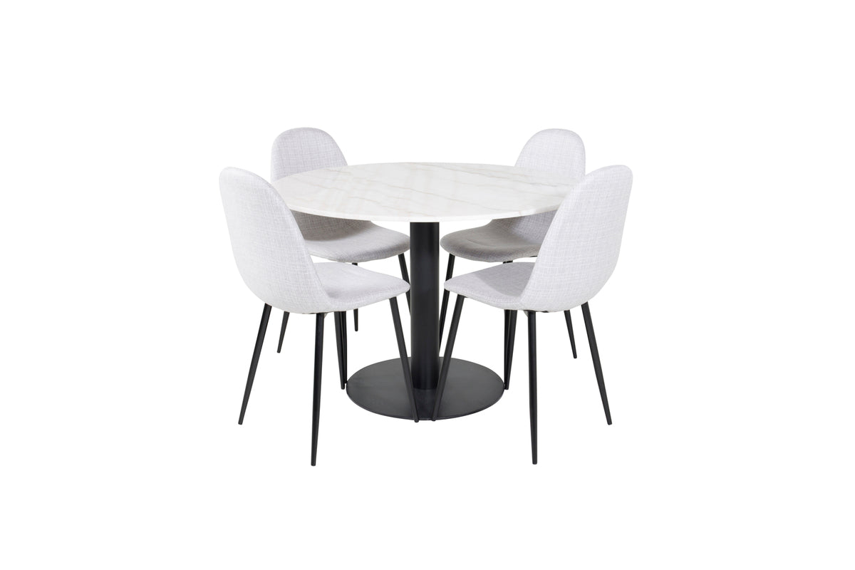 Venture Design Polar & Estelle Matstolar Grå + Matbord ⌀106