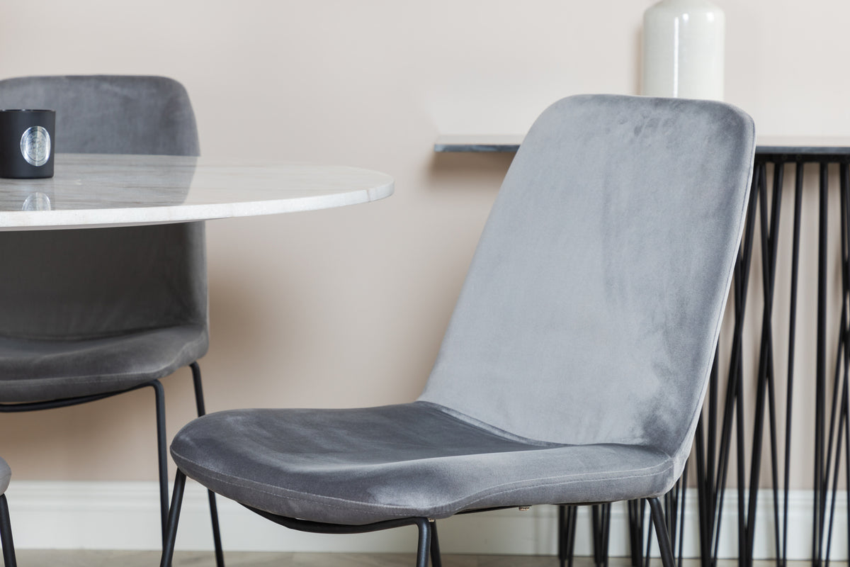 Venture Design Muce & Estelle Matstolar 2-pack Grå + Runda Matbord ⌀106 Vit