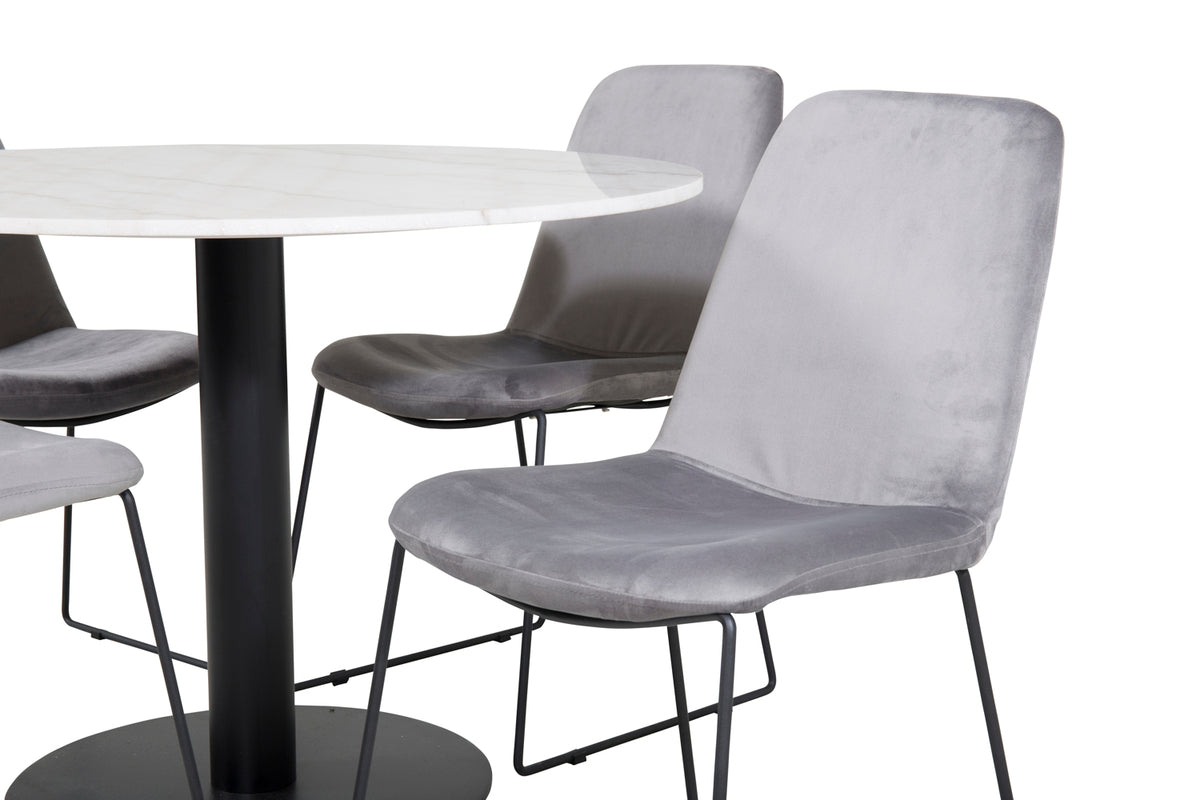 Venture Design Muce & Estelle Matstolar 2-pack Grå + Runda Matbord ⌀106 Vit