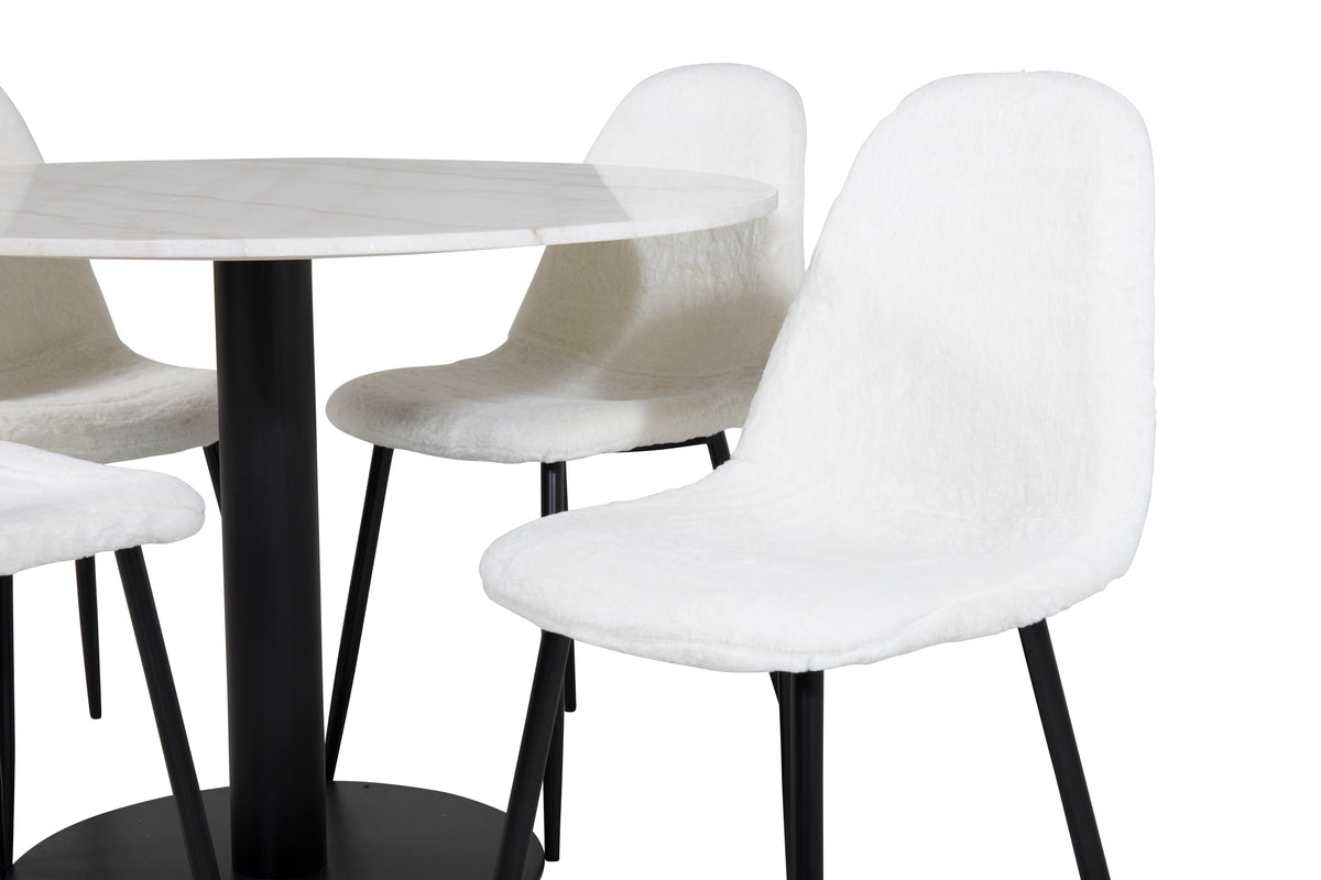 Venture Design Polar & Estelle Matstolar 2-pack Vit + Runda Matbord ⌀106 Vit
