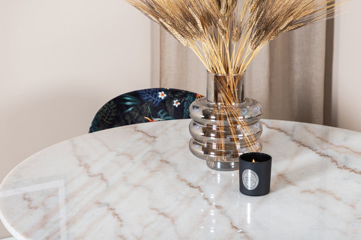 Venture Design Velvet & Estelle Matstolar Svart + Matbord ⌀106