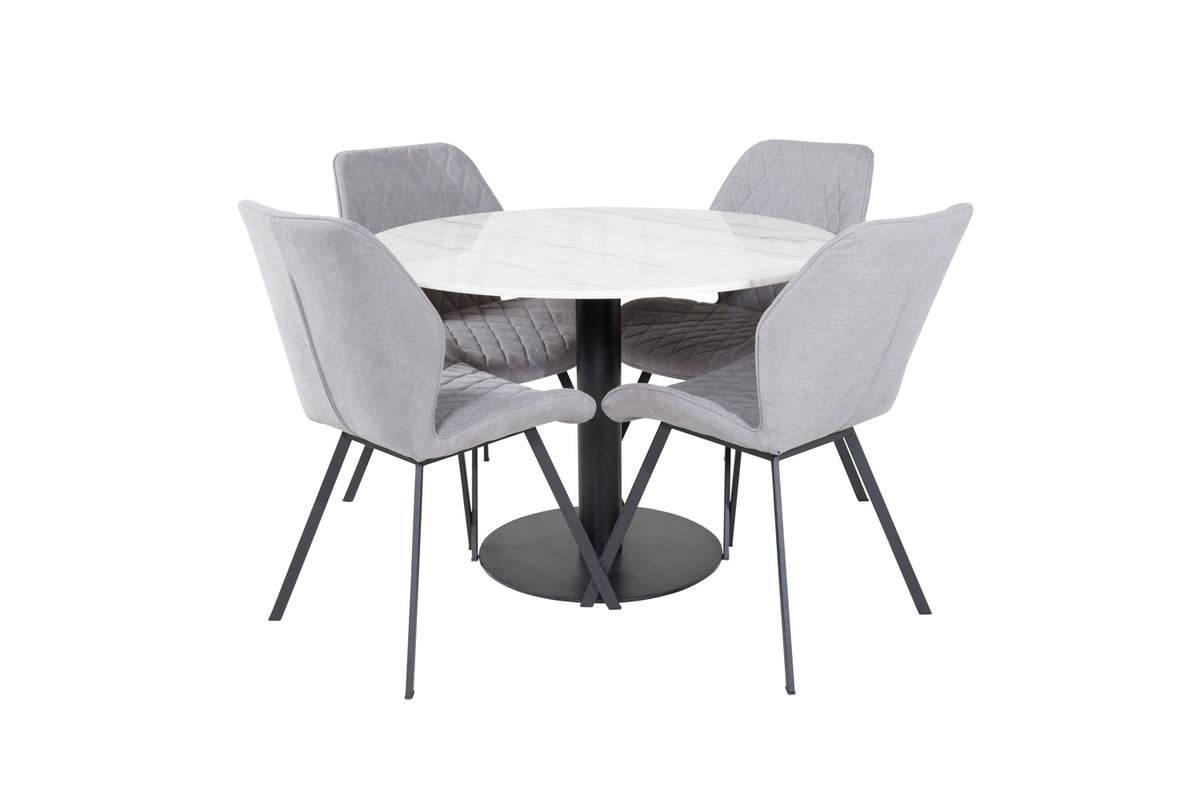 Venture Design Gemma & Estelle Matstolar 2-pack Grå + Runda Matbord ⌀106 Vit