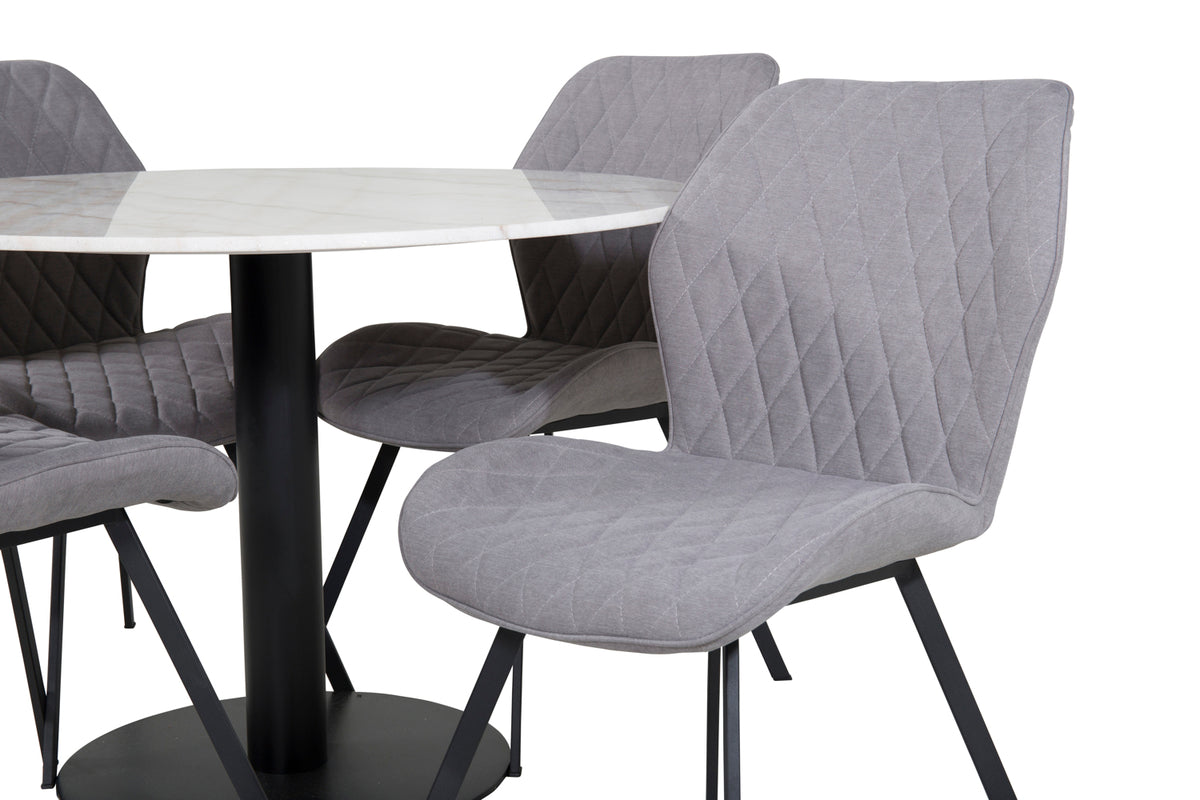 Venture Design Gemma & Estelle Matstolar 2-pack Grå + Runda Matbord ⌀106 Vit