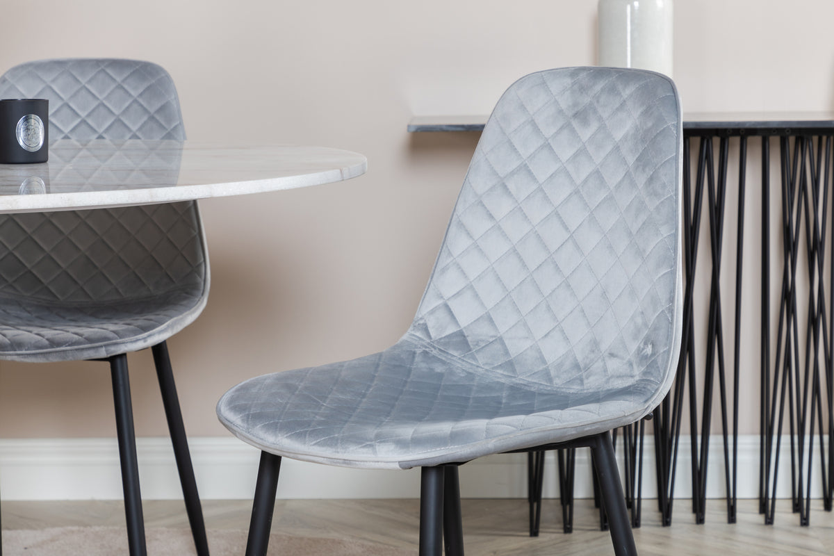 Venture Design Polar & Estelle Matstolar 2-pack Grå + Runda Matbord ⌀106 Vit