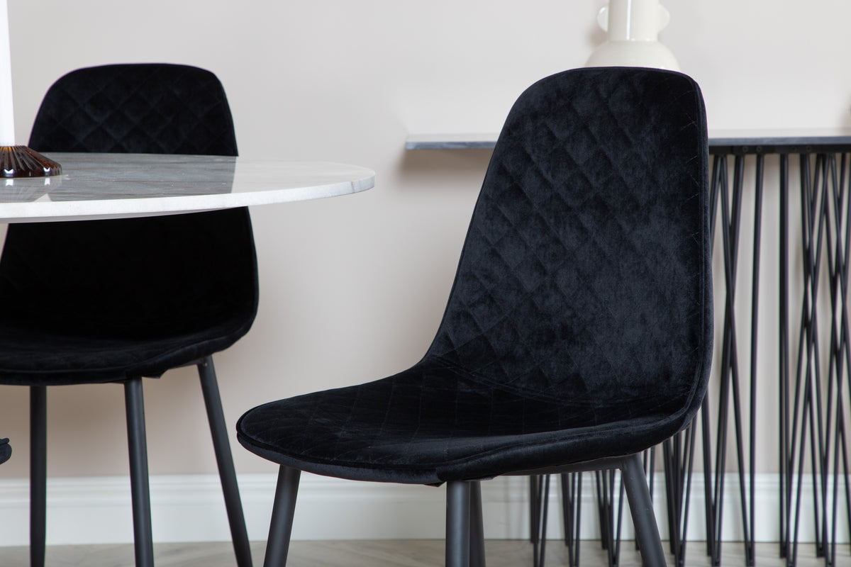 Venture Design Polar & Estelle Matstolar 2-pack Svart + Runda Matbord ⌀106 Vit