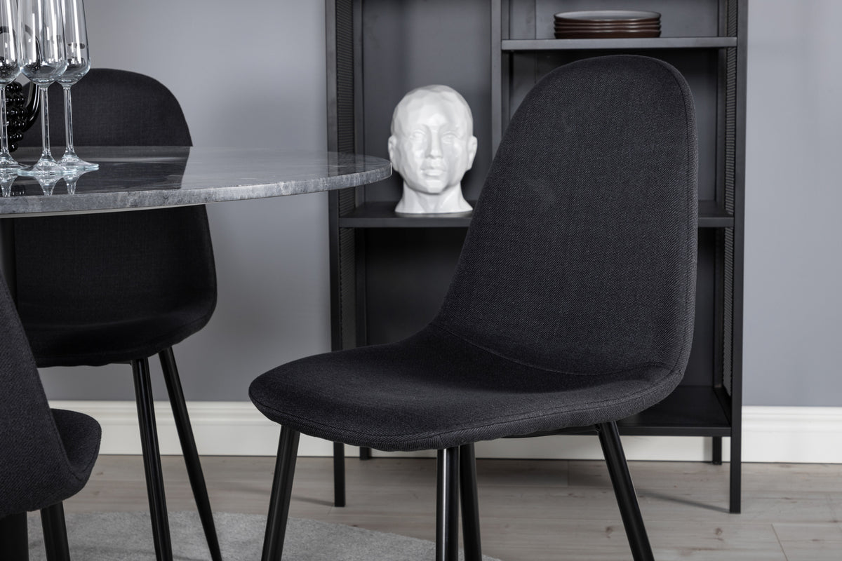 Venture Design Polar & Estelle Matstolar 2-pack Svart + Runda Matbord ⌀106 Mörkgrå