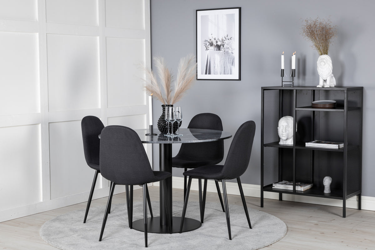 Venture Design Polar & Estelle Matstolar 2-pack Svart + Runda Matbord ⌀106 Mörkgrå
