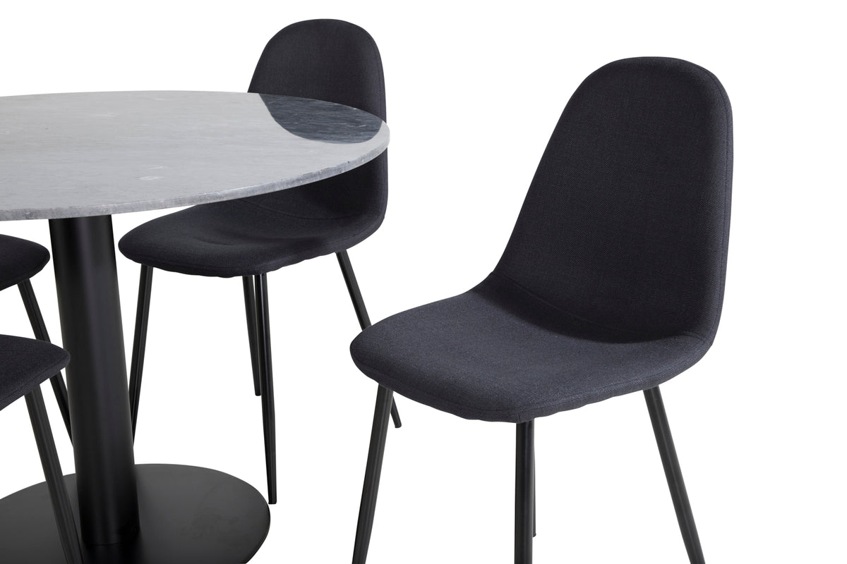 Venture Design Polar & Estelle Matstolar 2-pack Svart + Runda Matbord ⌀106 Mörkgrå