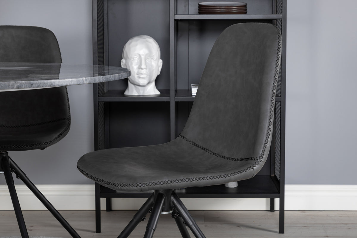 Venture Design Polar & Estelle Matstolar 2-pack Svart + Runda Matbord ⌀106 Mörkgrå