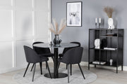 Venture Design Velvet & Estelle Matstolar 2-pack Svart + Runda Matbord ⌀106 Mörkgrå