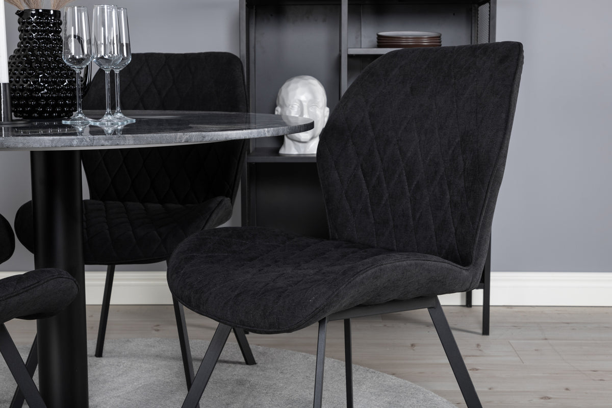 Venture Design Gemma & Estelle Matstolar 2-pack Svart + Runda Matbord ⌀106 Mörkgrå