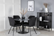 Venture Design Gemma & Estelle Matstolar 2-pack Svart + Runda Matbord ⌀106 Mörkgrå