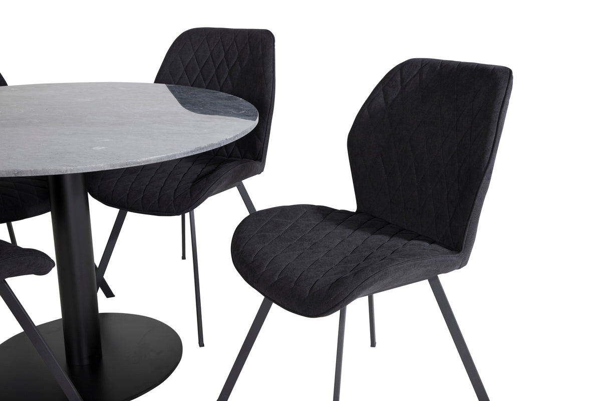 Venture Design Gemma & Estelle Matstolar 2-pack Svart + Runda Matbord ⌀106 Mörkgrå