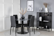 Venture Design Slim & Estelle Matstolar 2-pack Svart + Runda Matbord ⌀106 Mörkgrå
