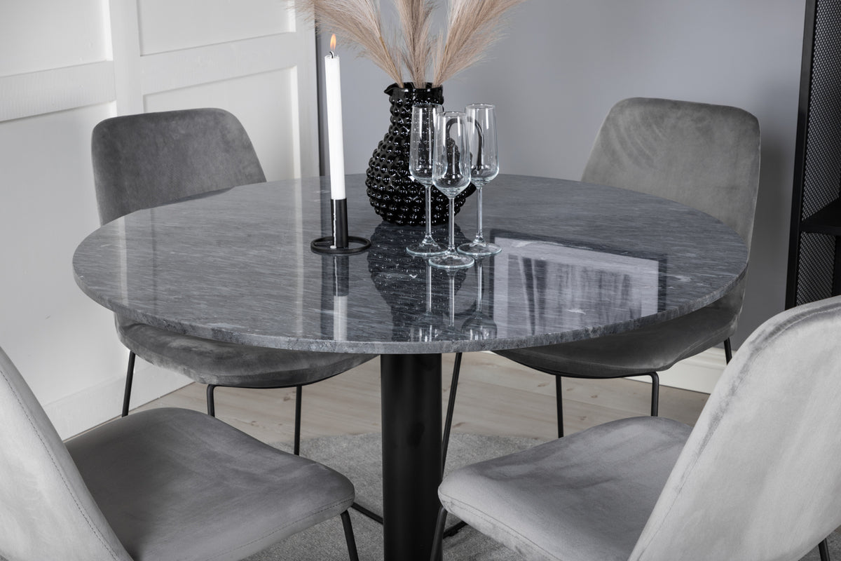 Venture Design Muce & Estelle Matstolar Grå + Matbord ⌀106