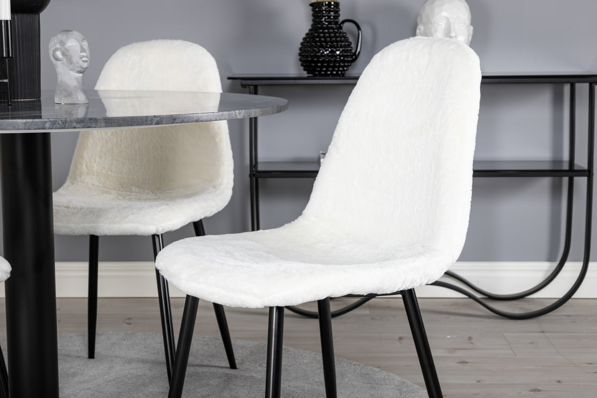 Venture Design Polar & Estelle Matstolar 2-pack Vit + Runda Matbord ⌀106 Mörkgrå
