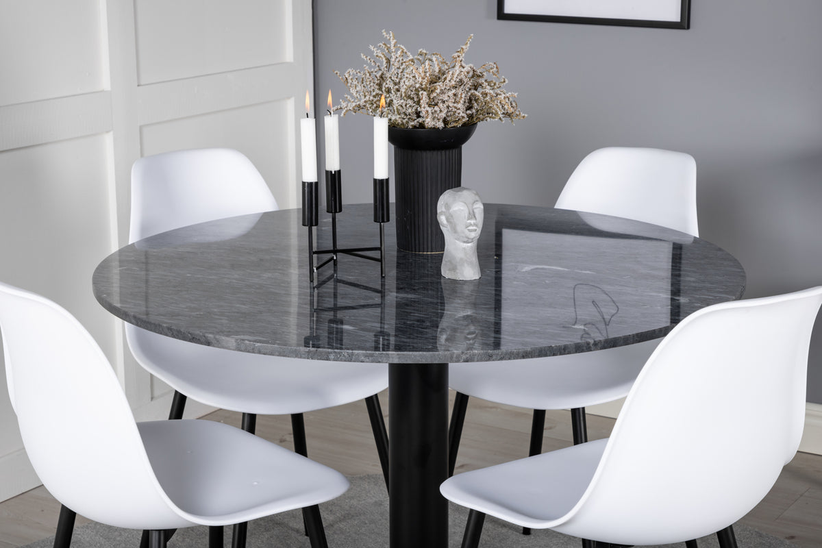 Venture Design Polar & Estelle Matstolar Vit + Matbord ⌀106