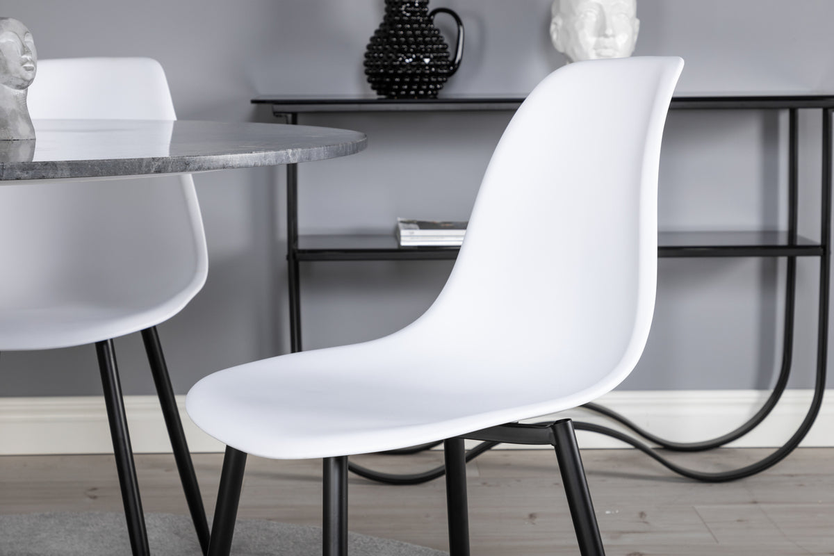 Venture Design Polar & Estelle Matstolar Vit + Matbord ⌀106