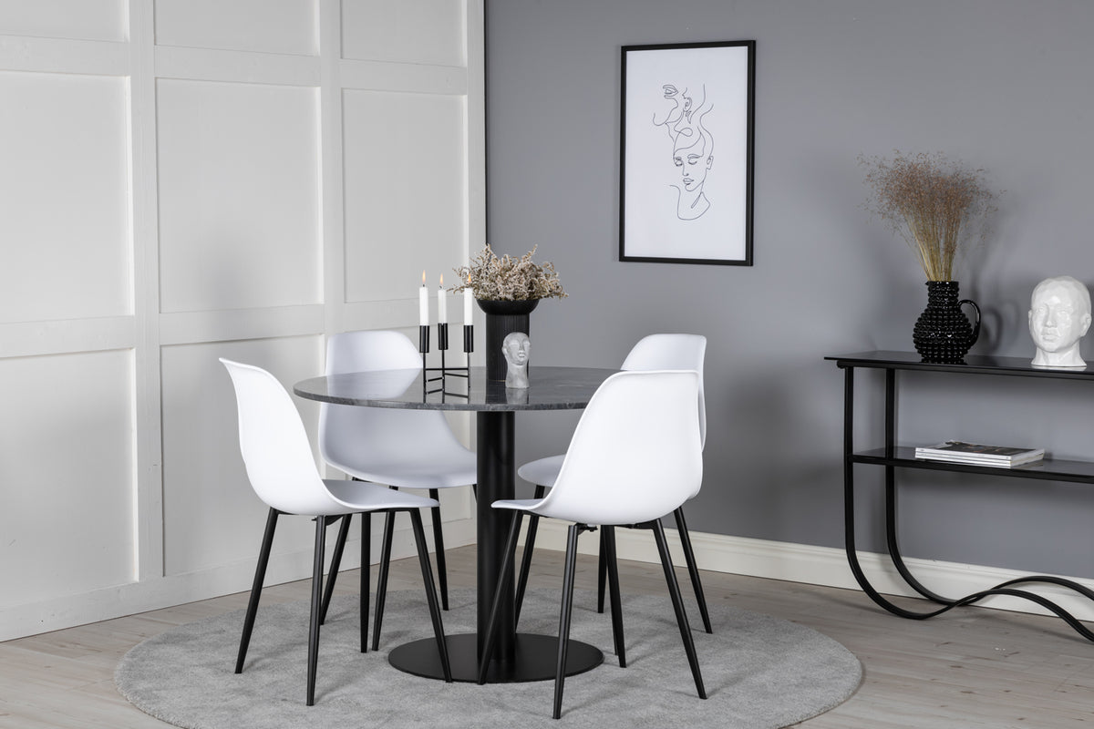 Venture Design Polar & Estelle Matstolar Vit + Matbord ⌀106