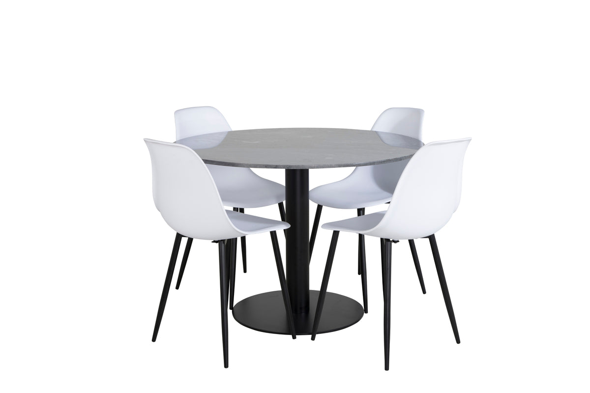 Venture Design Polar & Estelle Matstolar Vit + Matbord ⌀106