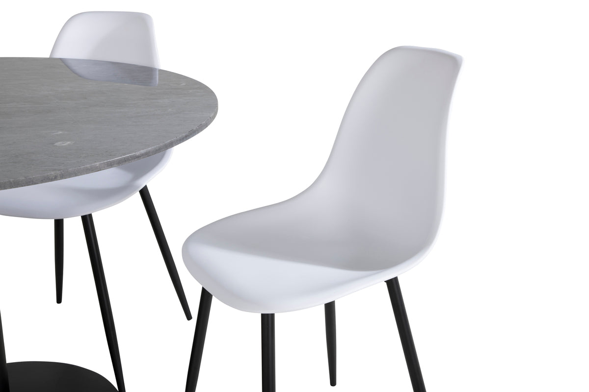 Venture Design Polar & Estelle Matstolar Vit + Matbord ⌀106